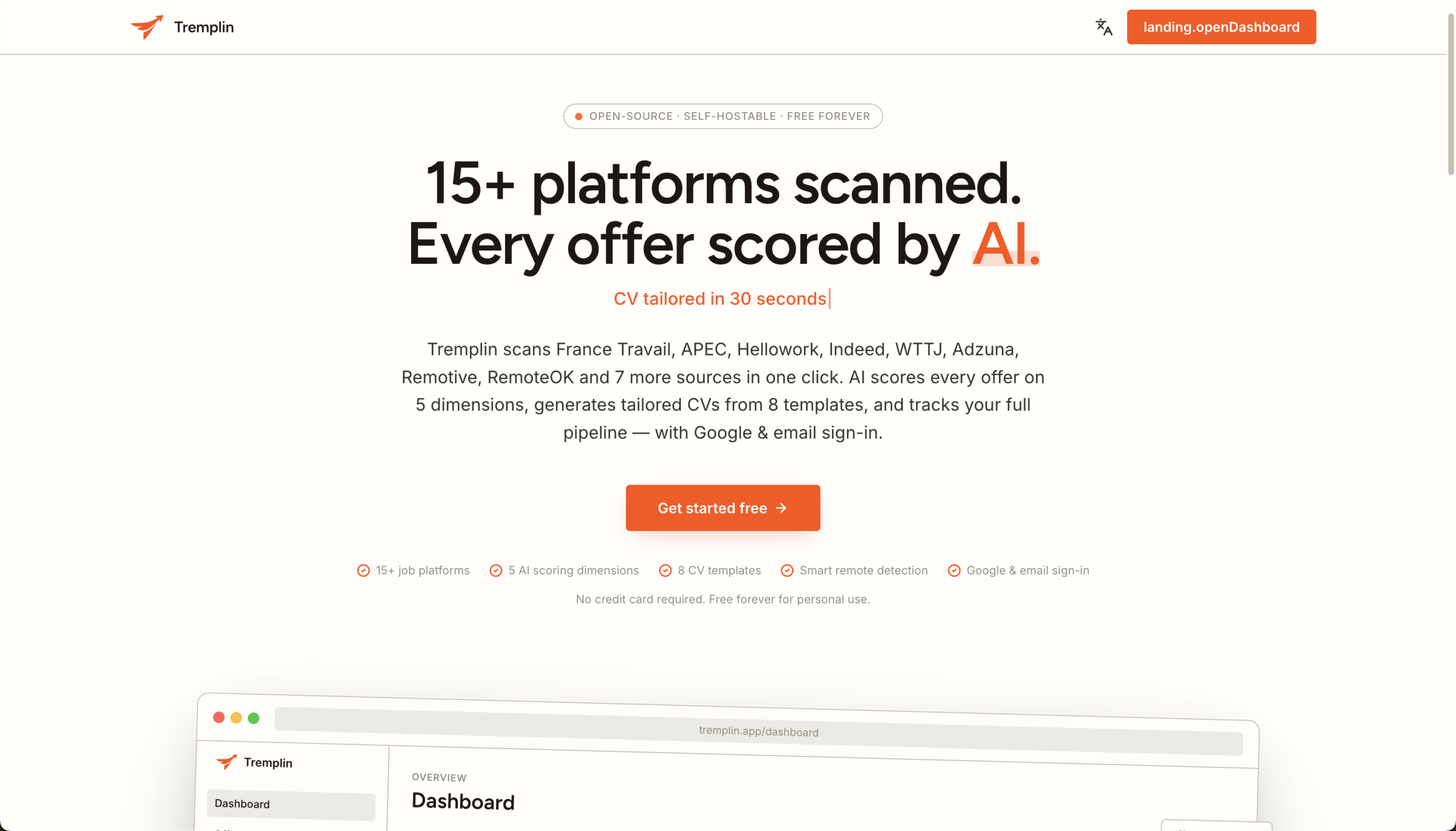 Landingpage tremplin